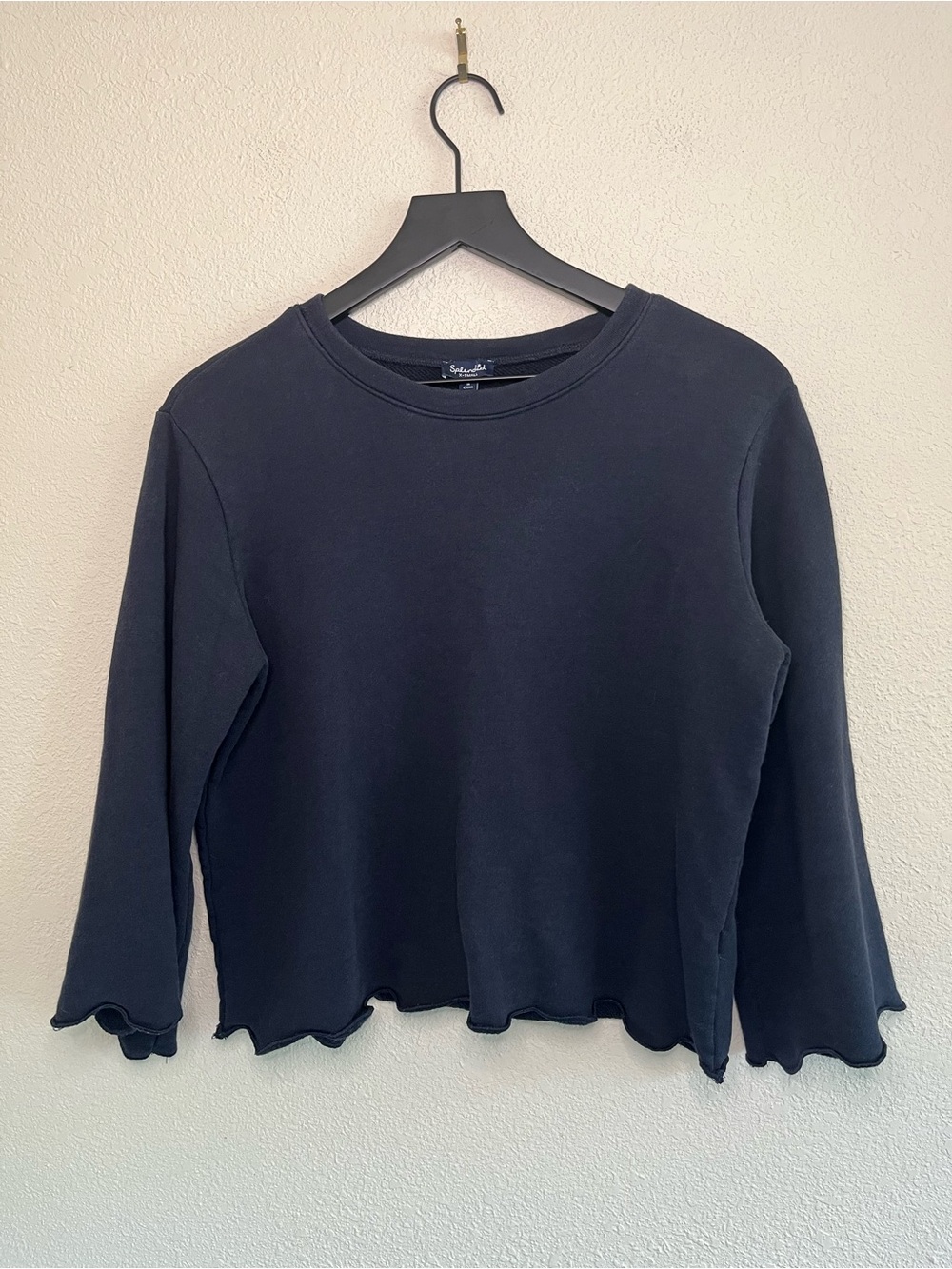 Splendid Blue Whimsical Long-Sleeve Lettuce-Edge Top